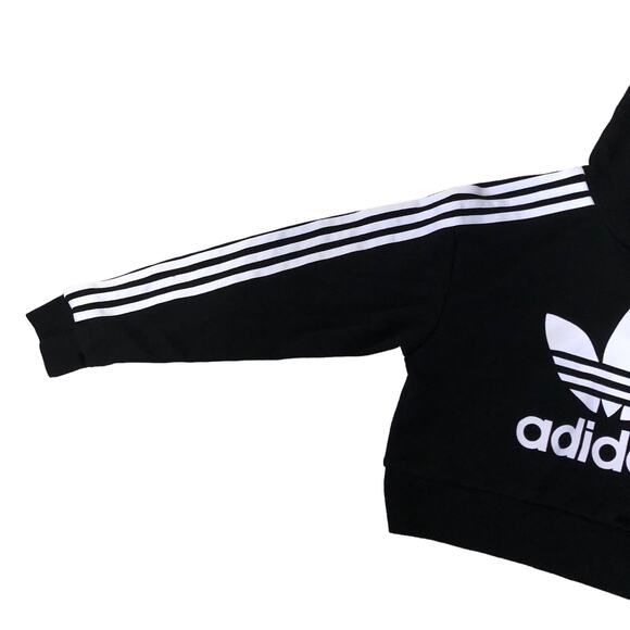Adidas Girls Crop Hoodie Sweatshirt Three Stripe Sleeve Size Medium - Picture 3 of 7